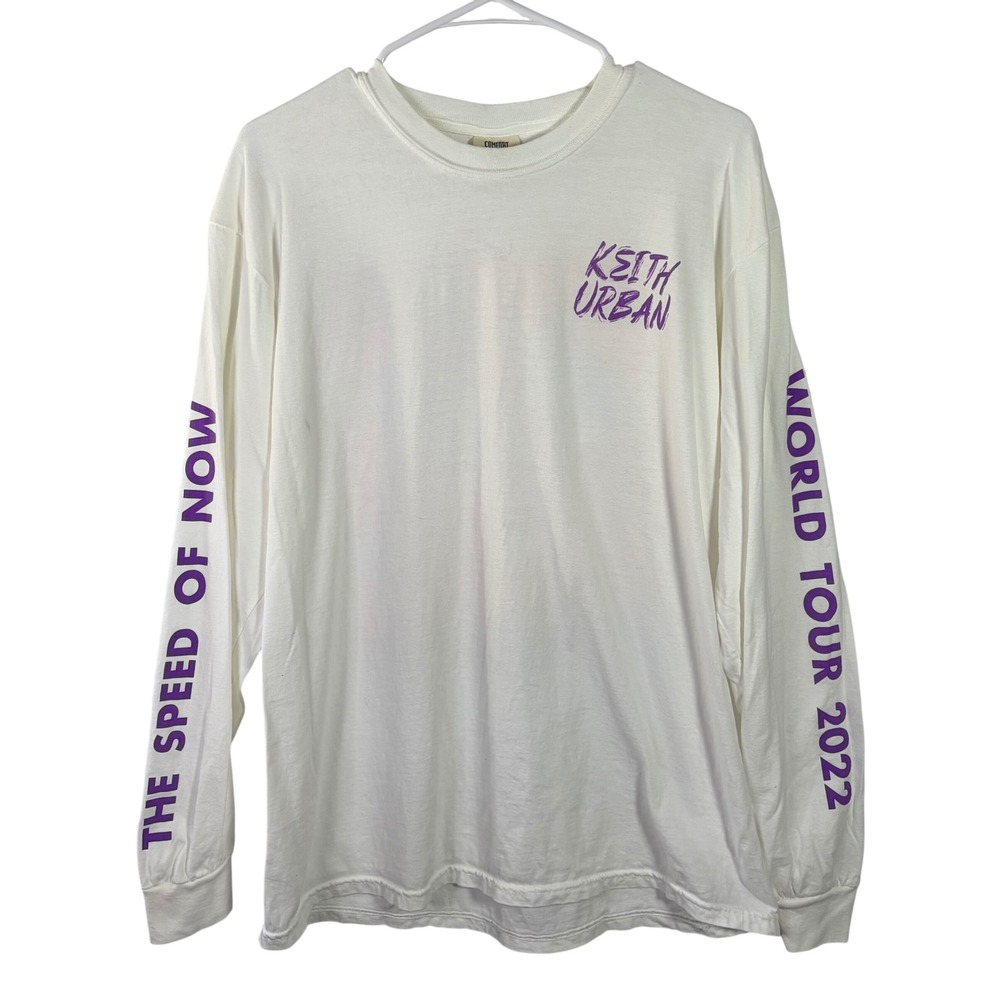 Keith Urban World Tour 2022 Long Sleeve Shirt White Comfort Colors Large